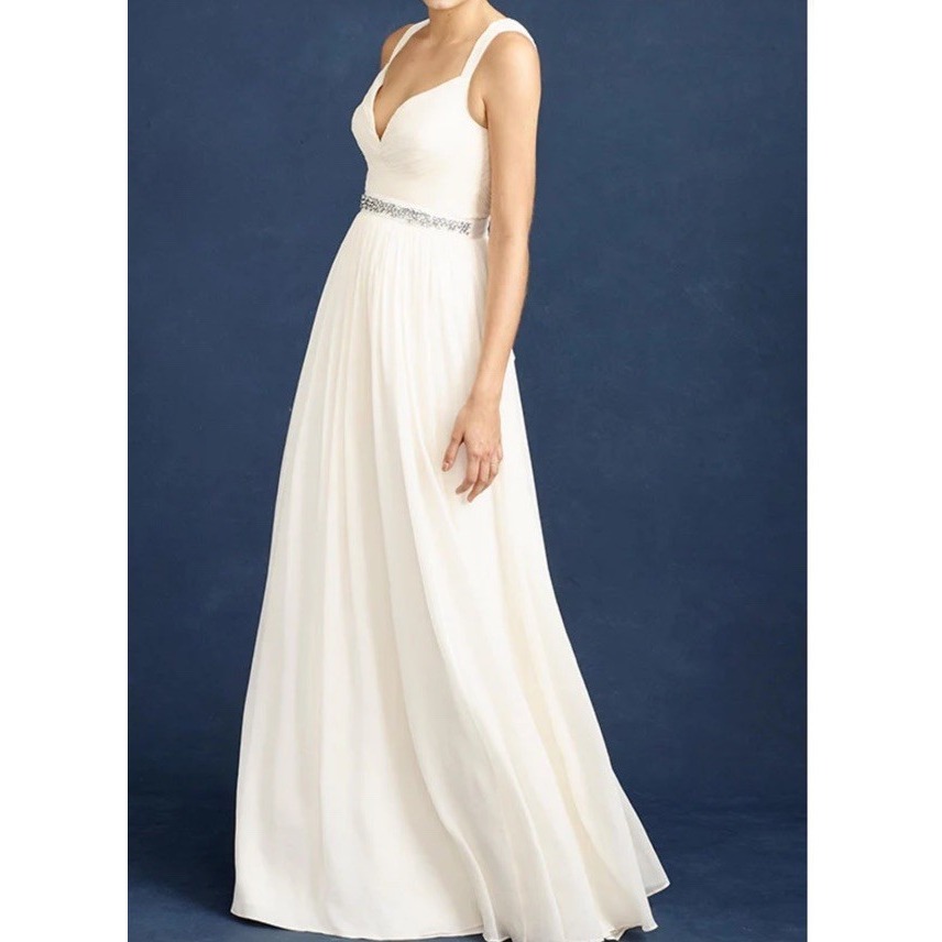 Nwt J Crew $595 Silk Chiffon Gigi Wedding Gown Ivory Long Formal Dress C5554 10
